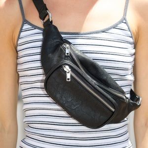 Brandy Melville Faux Leather Fanny Pack - Black